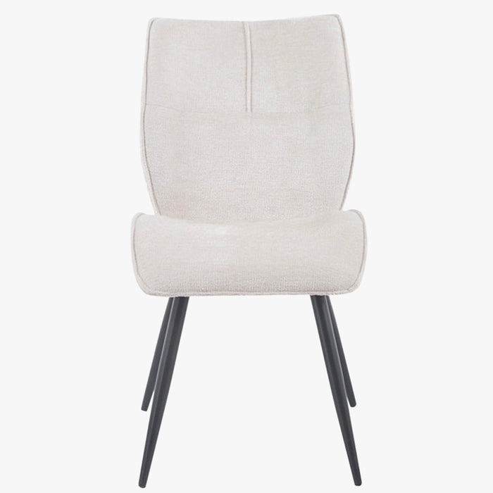 FAYE Lot de 2 chaises en tissu écru pieds en métal noir
