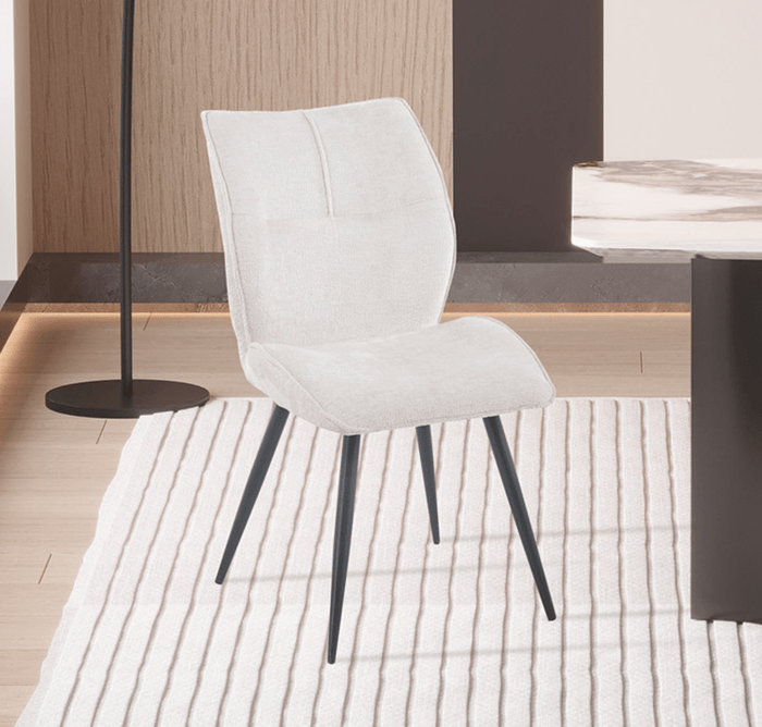 FAYE Lot de 2 chaises en tissu écru pieds en métal noir
