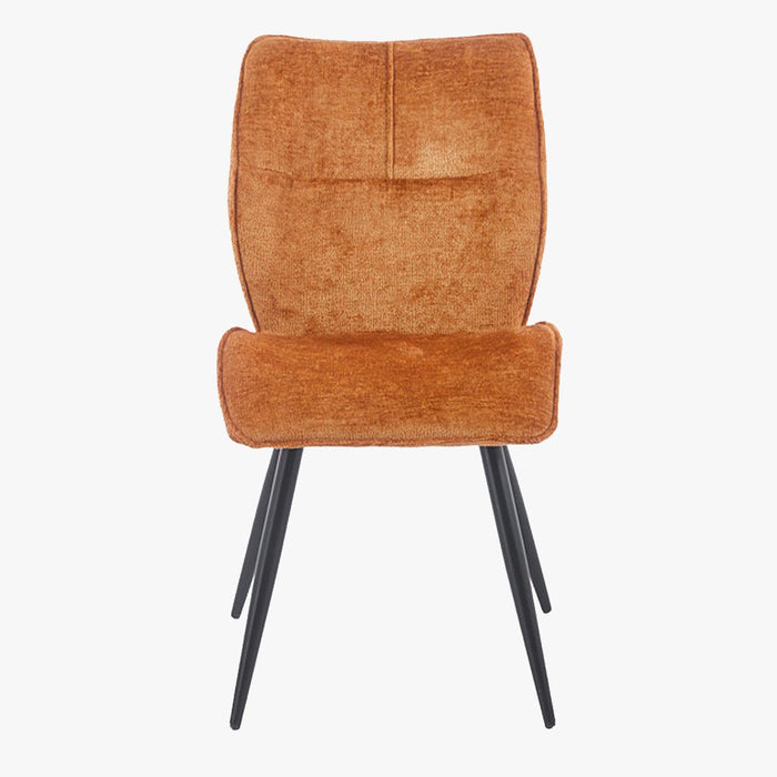 FAYE Lot de 2 chaises en tissu orange pieds en métal noir