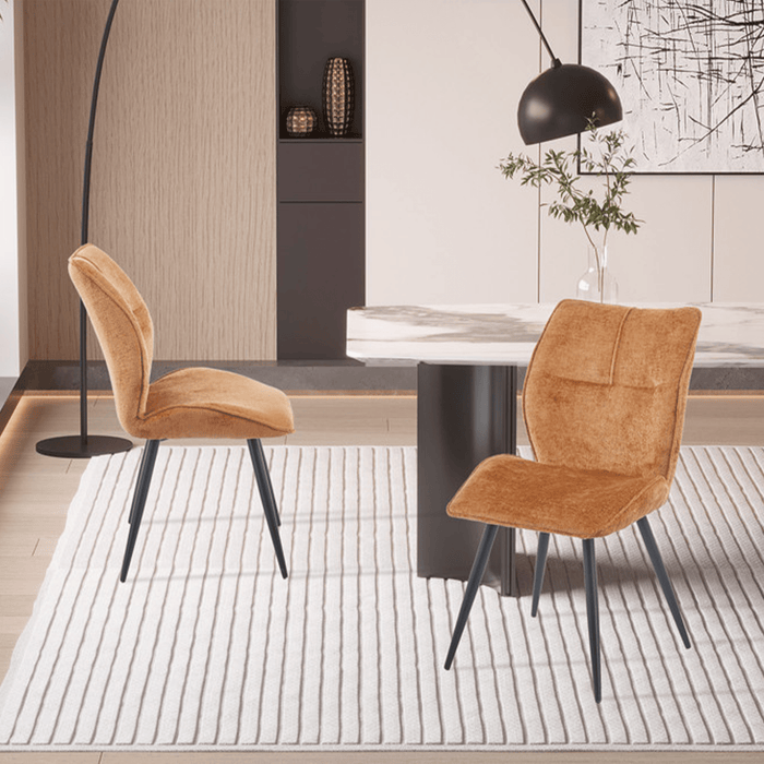 FAYE Lot de 2 chaises en tissu orange pieds en métal noir