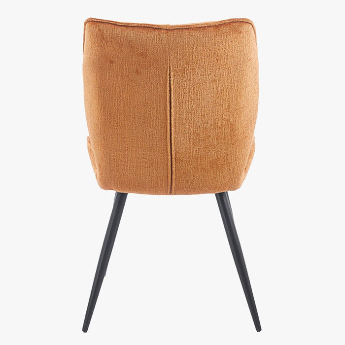 FAYE Lot de 2 chaises en tissu orange pieds en métal noir