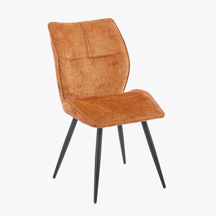 FAYE Lot de 2 chaises en tissu orange pieds en métal noir