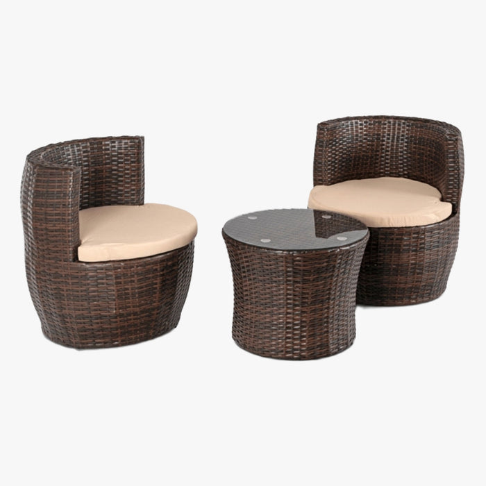 FRIO Ensemble de mobilier de jardin 2 places beige avec table en verre