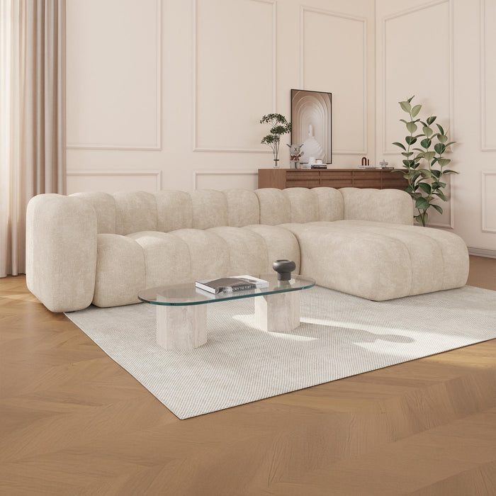 GABY Canapé d'angle réversible en tissu beige