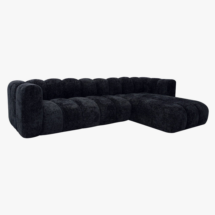 GABY Canapé d'angle réversible en tissu noir