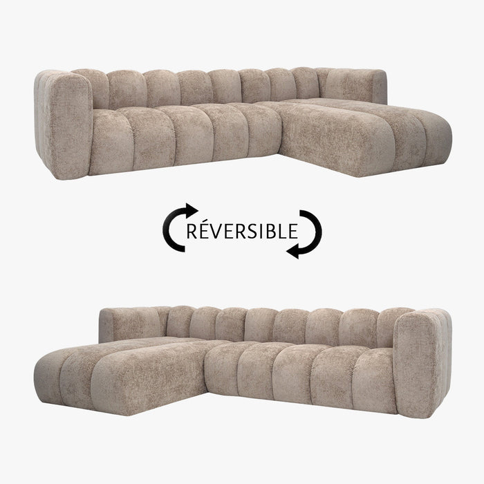 GABY Canapé d'angle réversible en tissu taupe
