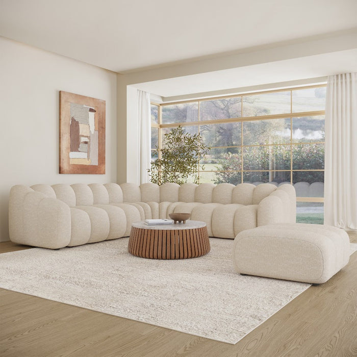 GABYA Pouf rectangle matelassé en tissu beige