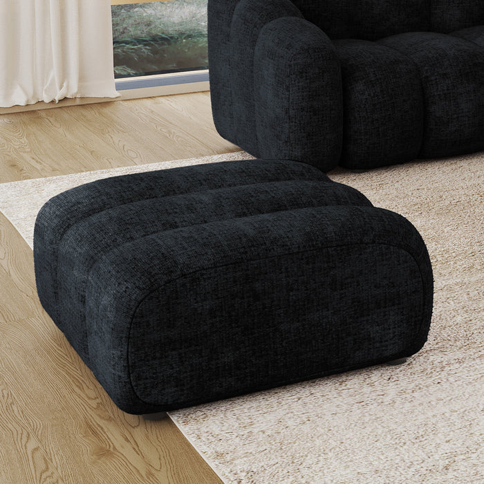 GABYA Pouf rectangle matelassé en tissu noir