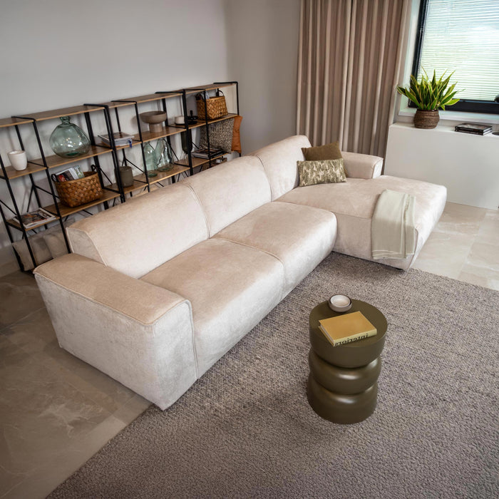 GIULIA Canapé d'angle en tissu beige - Angle droit