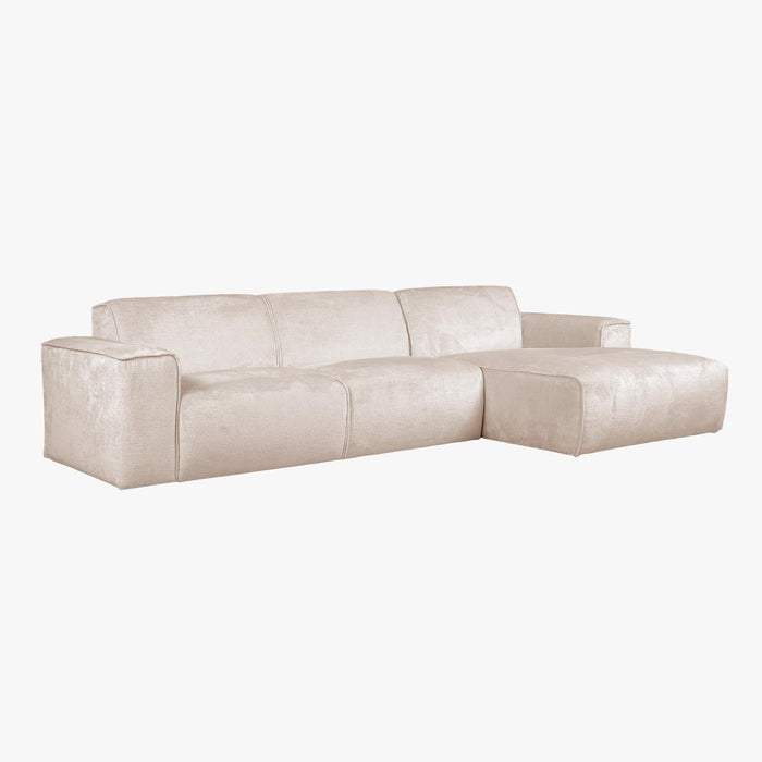 GIULIA Canapé d'angle en tissu beige - Angle droit