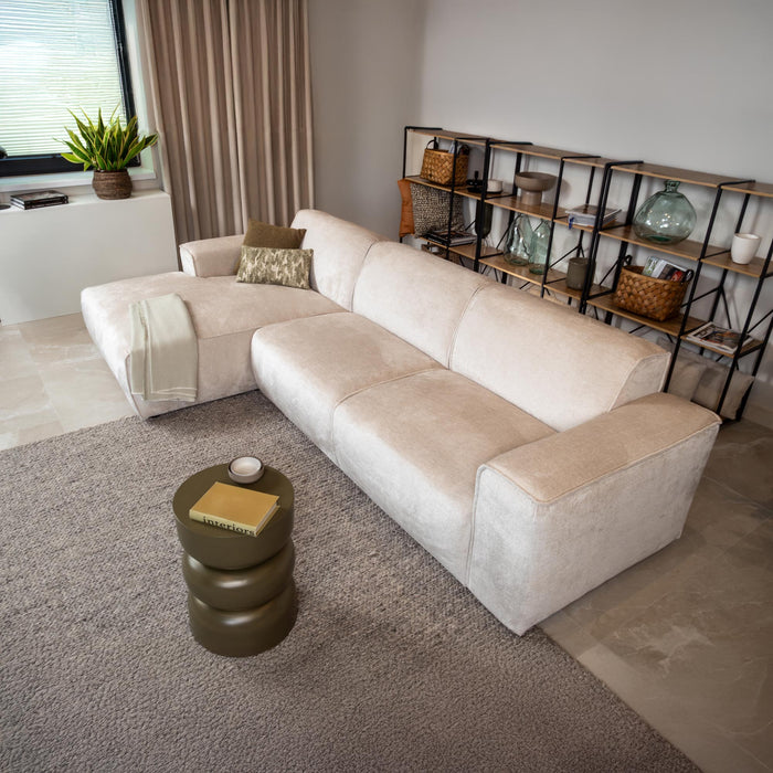 GIULIA Canapé d'angle en tissu beige - Angle gauche