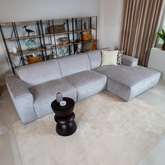 GIULIA Canapé d'angle en tissu gris - Angle droit