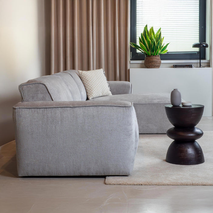 GIULIA Canapé d'angle en tissu gris - Angle droit