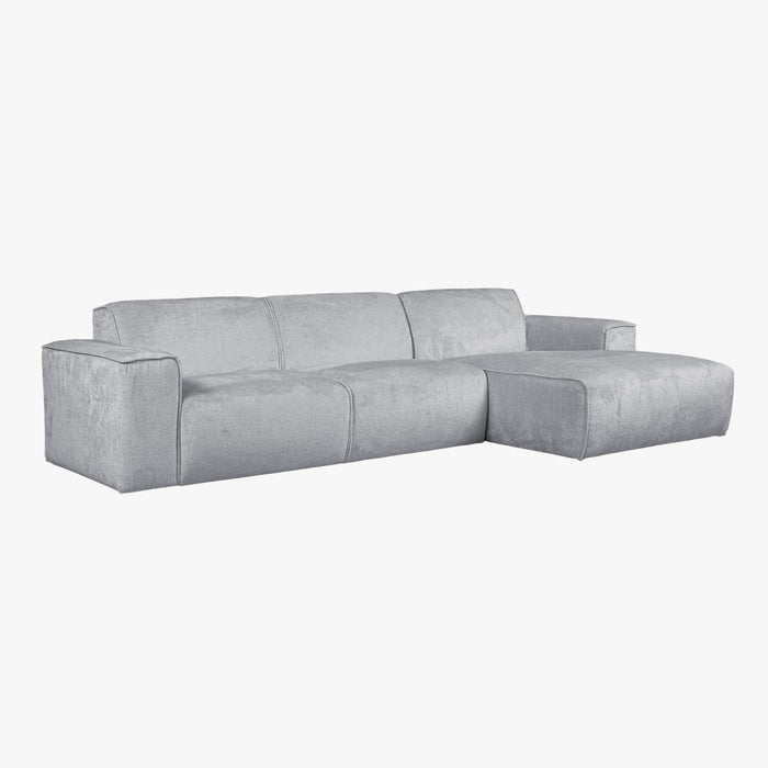 GIULIA Canapé d'angle en tissu gris - Angle droit