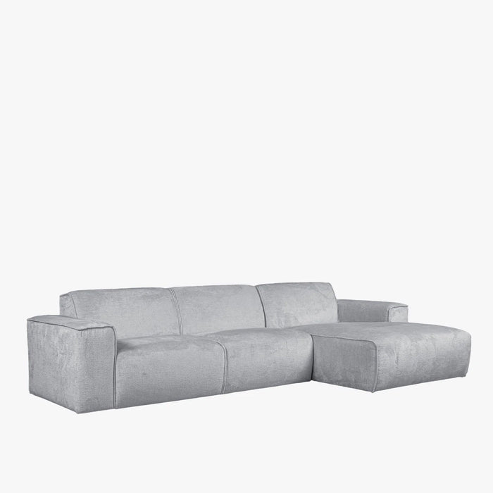 GIULIA Canapé d'angle en tissu gris - Angle droit