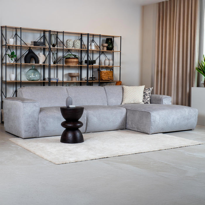 GIULIA Canapé d'angle en tissu gris - Angle droit