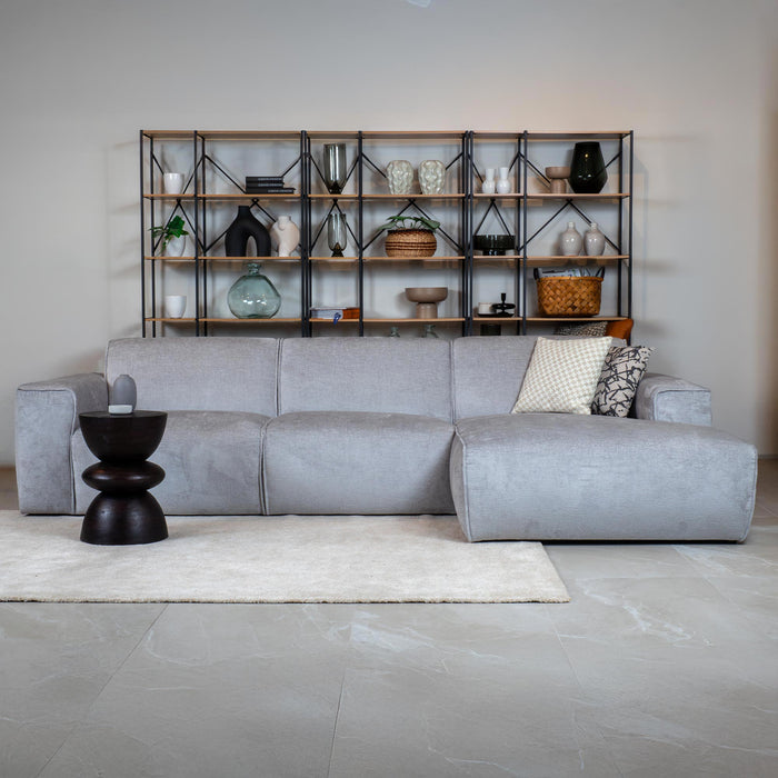 GIULIA Canapé d'angle en tissu gris - Angle droit