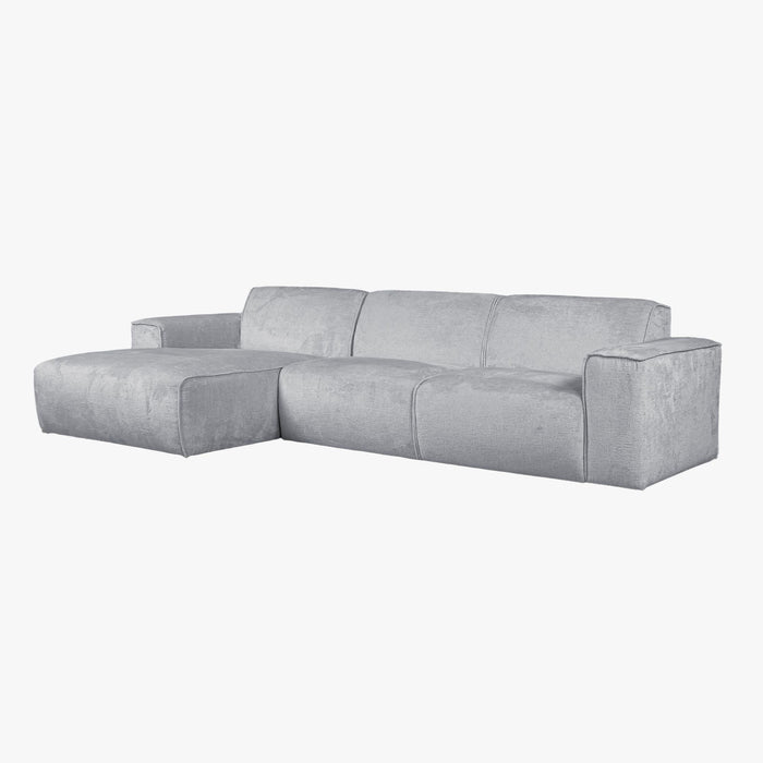 GIULIA Canapé d'angle en tissu gris - Angle gauche