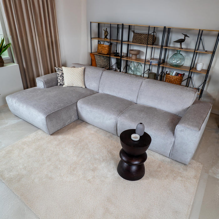 GIULIA Canapé d'angle en tissu gris - Angle gauche