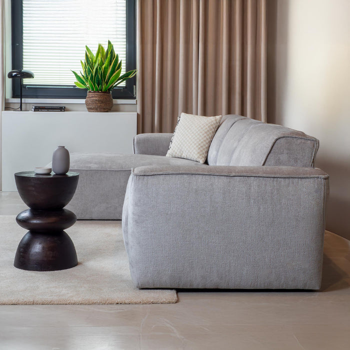 GIULIA Canapé d'angle en tissu gris - Angle gauche