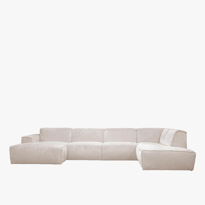 GIULIA Canapé panoramique en tissu beige - Angle gauche