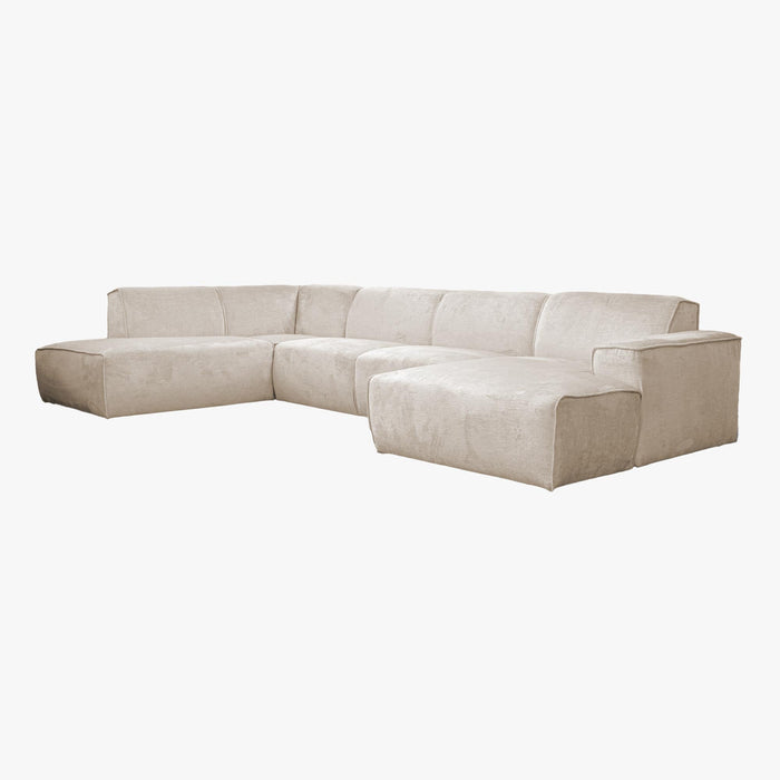 GIULIA Canapé panoramique en tissu beige - Angle gauche