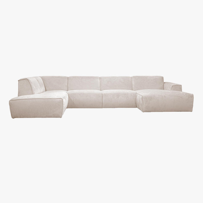 GIULIA Canapé panoramique en tissu beige - Angle gauche