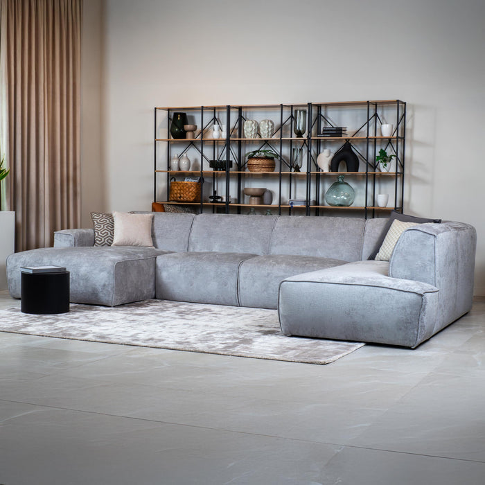 GIULIA Canapé panoramique en tissu gris - Angle droit