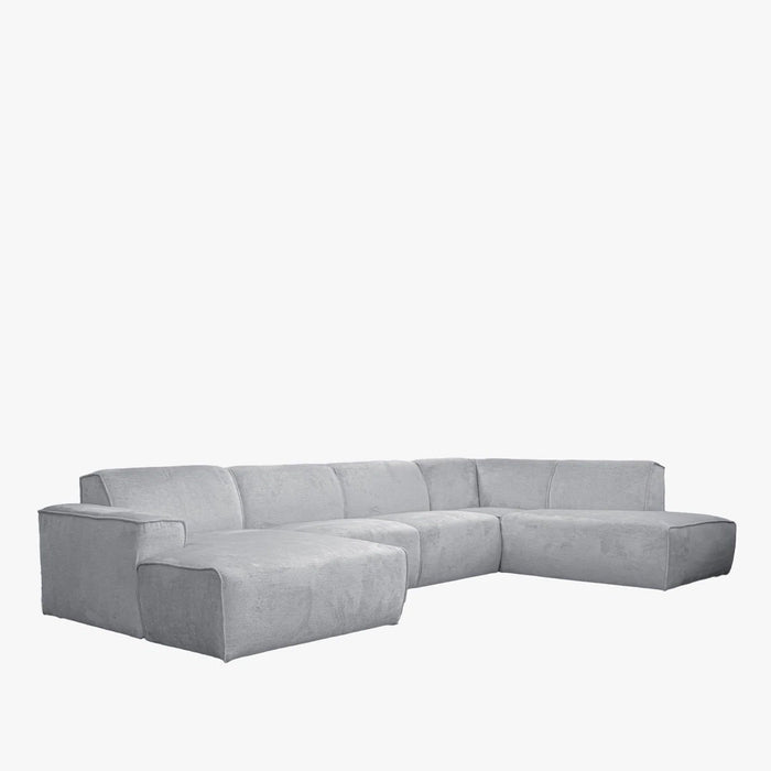 GIULIA Canapé panoramique en tissu gris - Angle gauche
