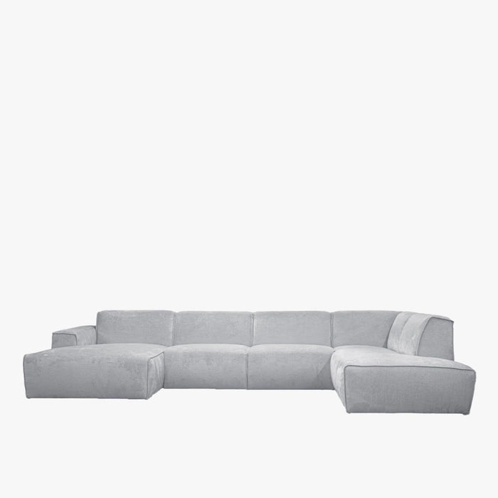 GIULIA Canapé panoramique en tissu gris - Angle gauche