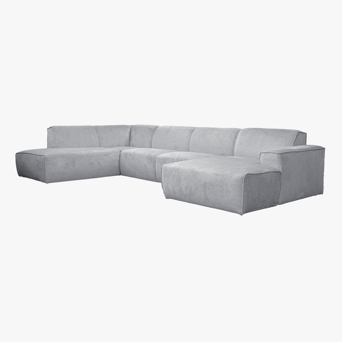 GIULIA Canapé panoramique en tissu gris - Angle gauche