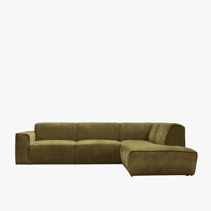 GIULIA XL Canapé d'angle en tissu vert - Angle droit