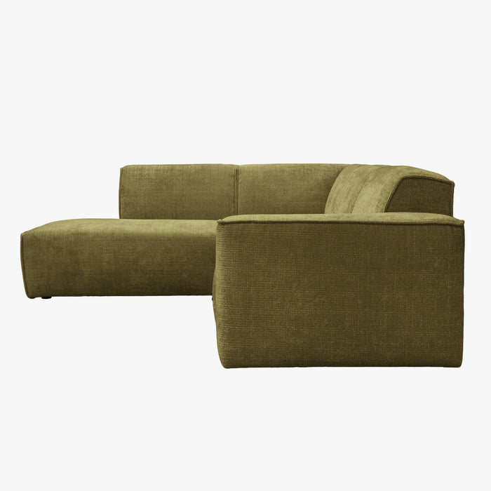 GIULIA XL Canapé d'angle en tissu vert - Angle gauche