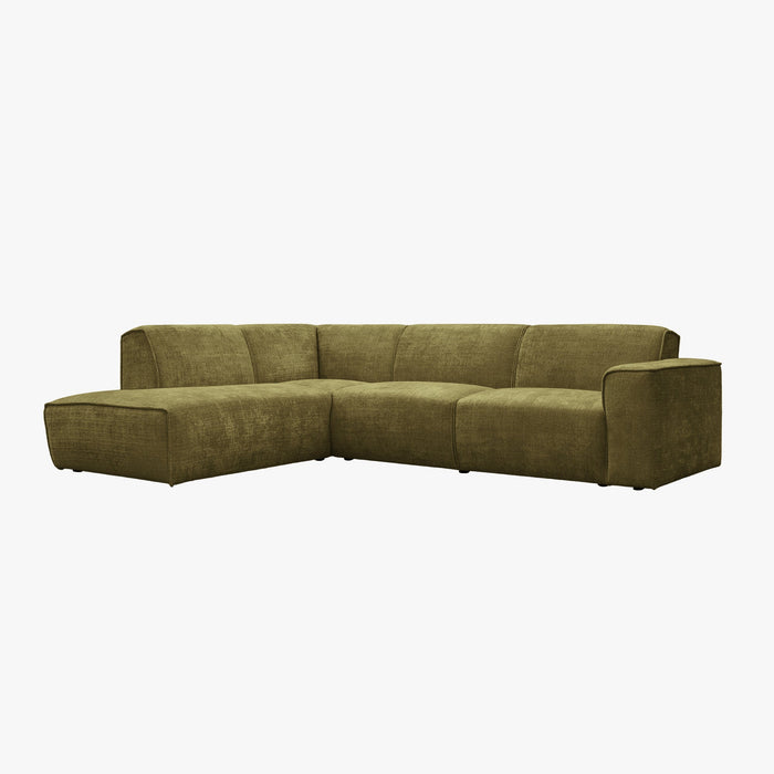 GIULIA XL Canapé d'angle en tissu vert - Angle gauche