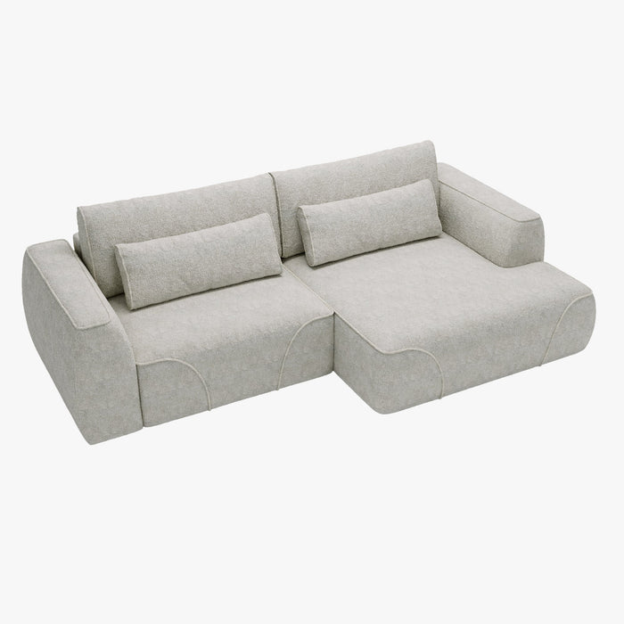 GRACE Canapé d'angle convertible avec coffre en tissu beige - Angle droit