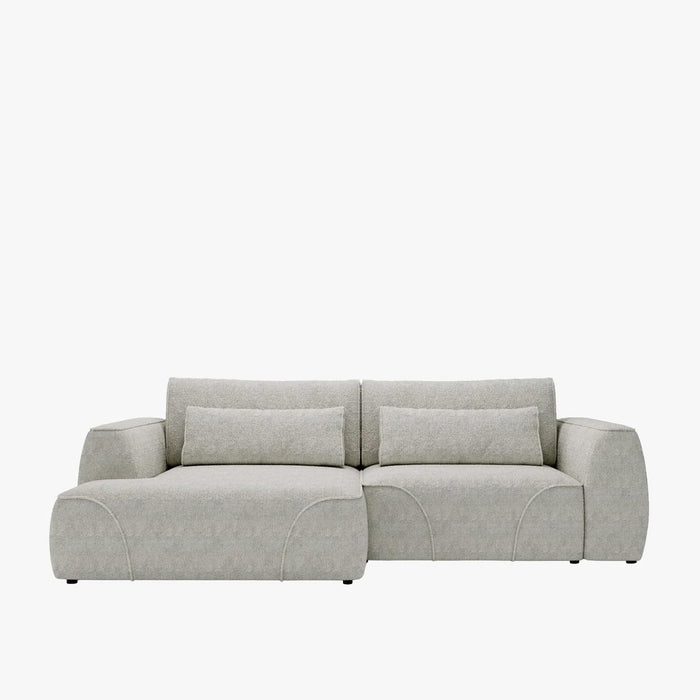 GRACE Canapé d'angle convertible avec coffre en tissu beige - Angle gauche