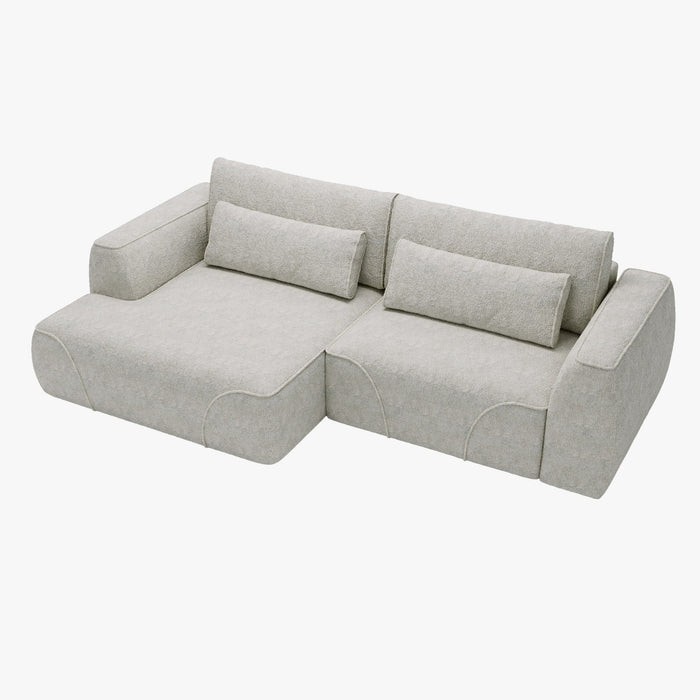GRACE Canapé d'angle convertible avec coffre en tissu beige - Angle gauche