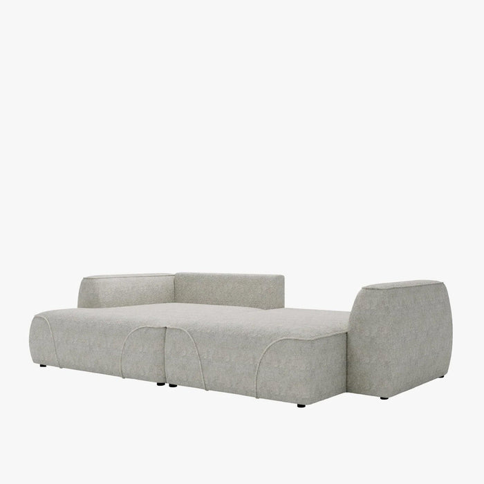 GRACE Canapé d'angle convertible avec coffre en tissu beige - Angle gauche