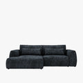 GRACE Canapé d'angle convertible avec coffre en tissu bleu - Angle gauche