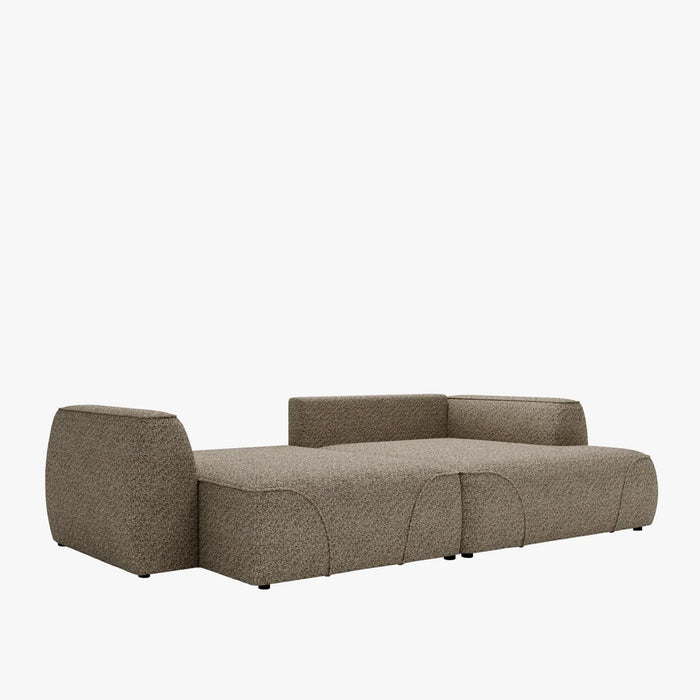 GRACE Canapé d'angle convertible avec coffre en tissu taupe - Angle droit