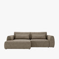 GRACE Canapé d'angle convertible avec coffre en tissu taupe - Angle gauche