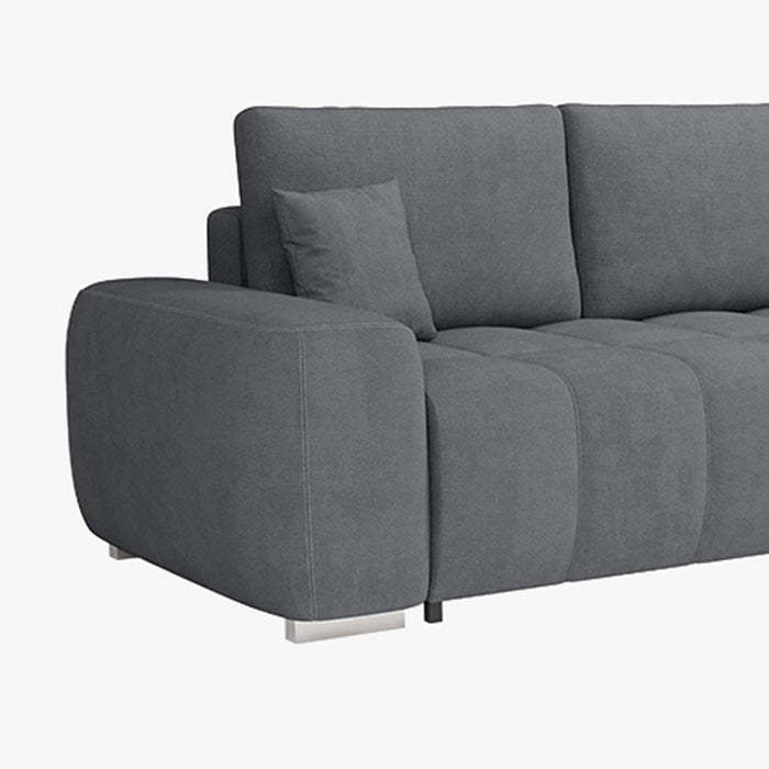 GYLIAN Canapé d'angle réversible et convertible avec coffre en tissu gris