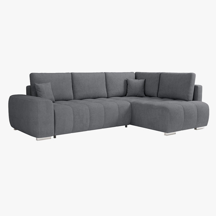 GYLIAN Canapé d'angle réversible et convertible avec coffre en tissu gris