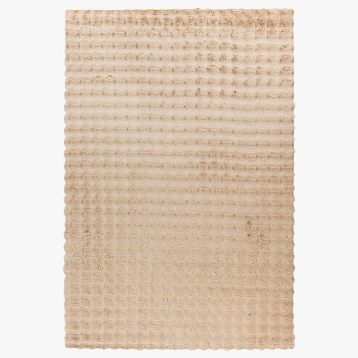 HARMONY Tapis en tissu doux à motif quadrillé beige - 120x170 cm