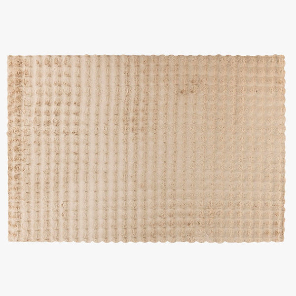 HARMONY Tapis en tissu doux à motif quadrillé beige - 80x150 cm