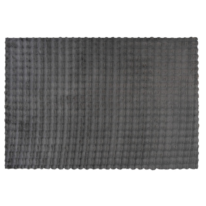 HARMONY Tapis en tissu doux à motif quadrillé gris foncé- 120x170 cm