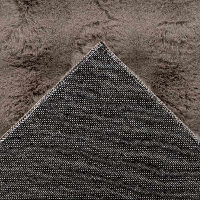HARMONY Tapis en tissu doux à motif quadrillé taupe - 160x230 cm