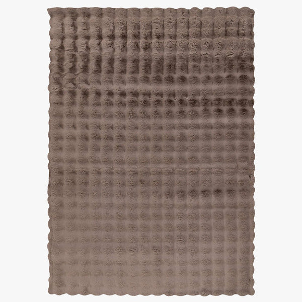 HARMONY Tapis en tissu doux à motif quadrillé taupe - 80x150 cm