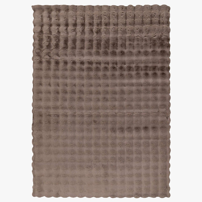 HARMONY Tapis en tissu doux à motif quadrillé taupe - 80x150 cm