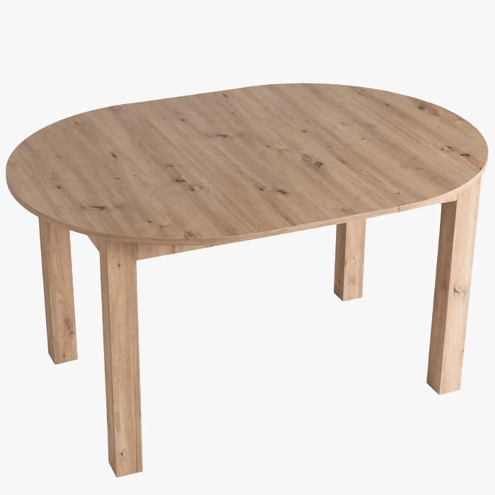 HARRY Table à manger ronde extensible couleur bois clair 102-142 cm